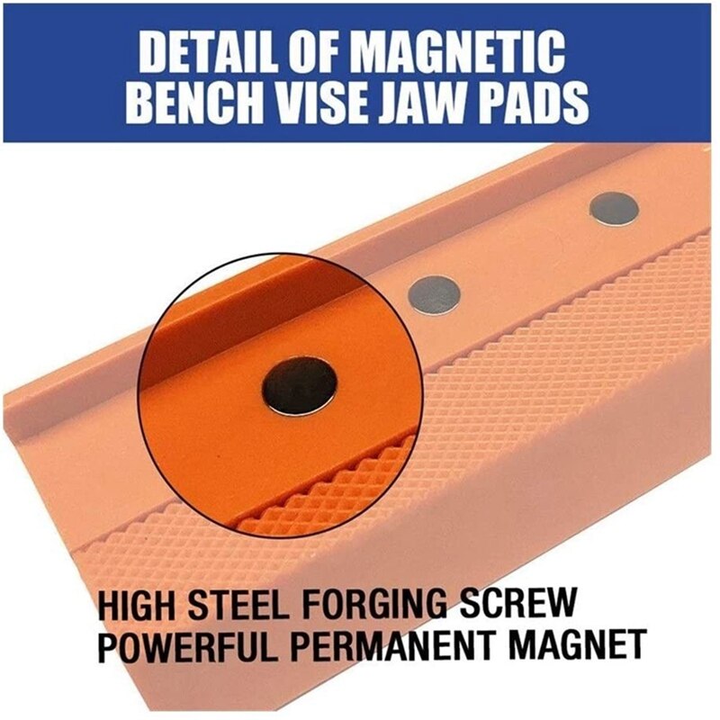 2 Piece 4.5Inch Vice Soft Jaw Protectors Universal Vise Jaws Non Marring Multi-Grooved Magnetic Vise Pads Covers