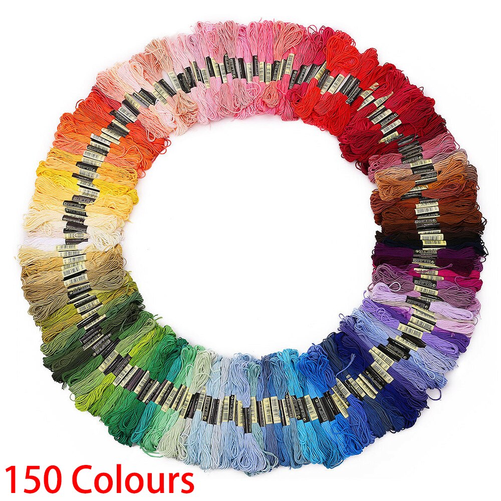 Egyptian Cotton Cross Stitch Embroidery Thread Floss 6 strands Colourful: 150 Colours