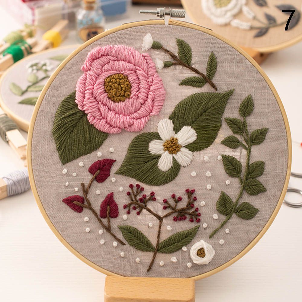 Bastidor Para punzón, herramientas de costura, ornamento, Kits de manualidades de costura, hilo de aguja, aro de bordado, Kits de bordado DIY: 7