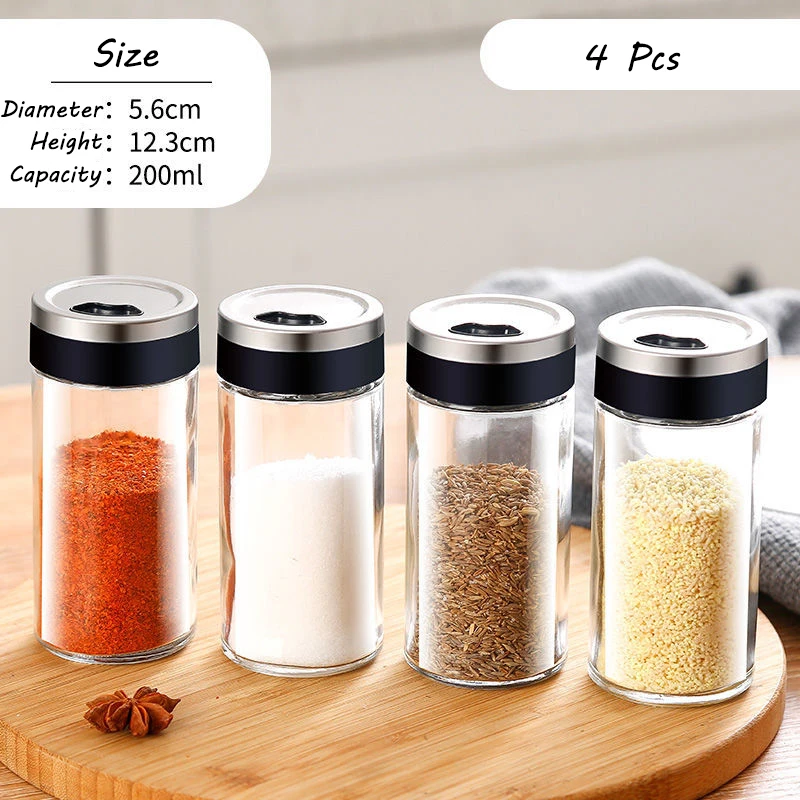 Spice Jar Glass Bottle Pepper Spice Container Seasoning Box Kitchen Rack Organizer Bottle Holder Seasoning Jars Rack Set: Orange