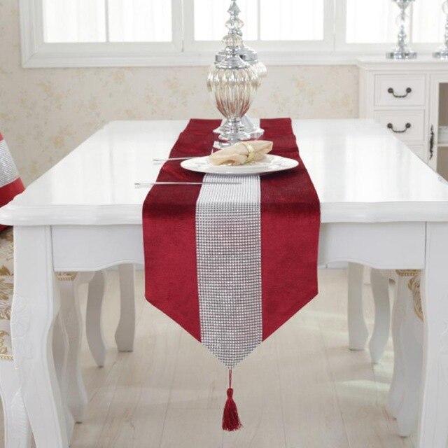5 moderne bordløber flannel rhinsten bryllup julekage blomsterdekoration bordløber håndværk 8 farver: Rød