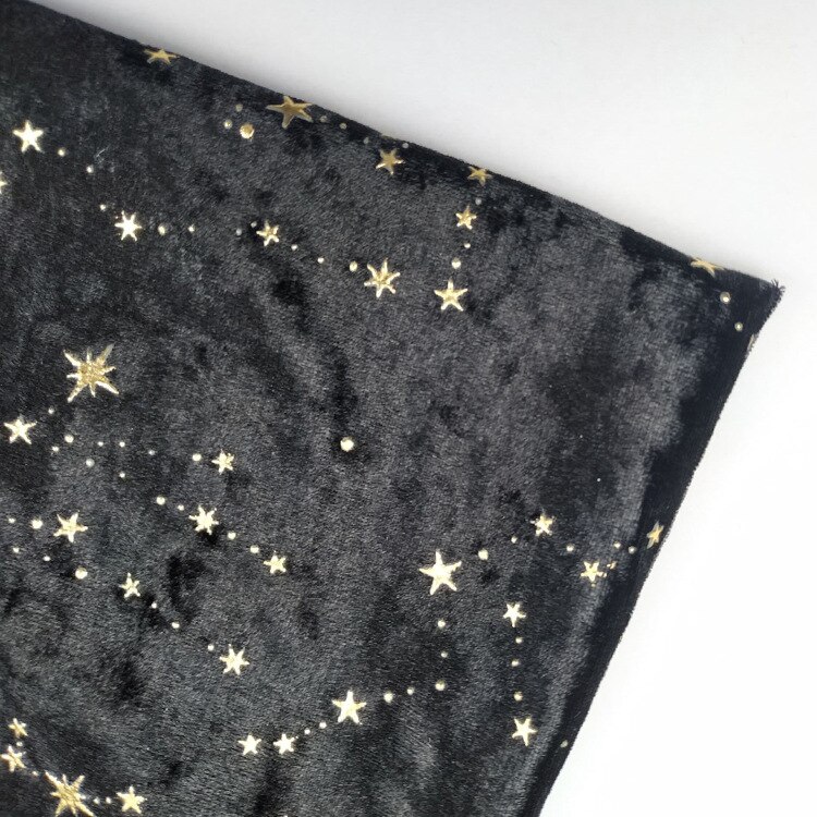 Blødblå glitter bronzerende stjerner knust fløjlstof til kjole stof i meter, lyserød, sort 145cm bred: Sort