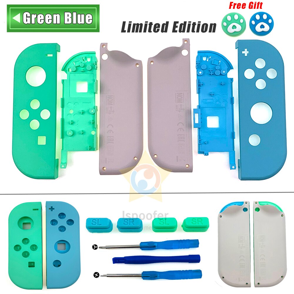 For Joy-con Shell for Nintendo Switch NS JoyCon Controller Replacement Housing Shell Right Left Case With Tools: Green Blue