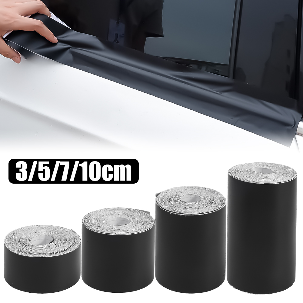 Film teinté noir mat, garniture de Protection de voiture, autocollant de voiture, Film de garniture de fenêtre en vinyle pour coffre extérieur de voiture, repose-pieds de pilier de toit