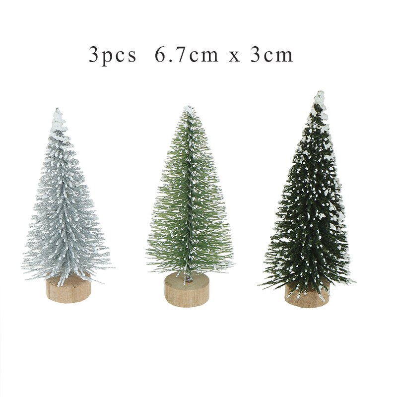 1/3/5/10pcs DIY Christmas Tree Small Pine Tree Mini Trees Placed In The Desktop Home Decor Christmas Dollhouse Decor Kids: 3pcs S