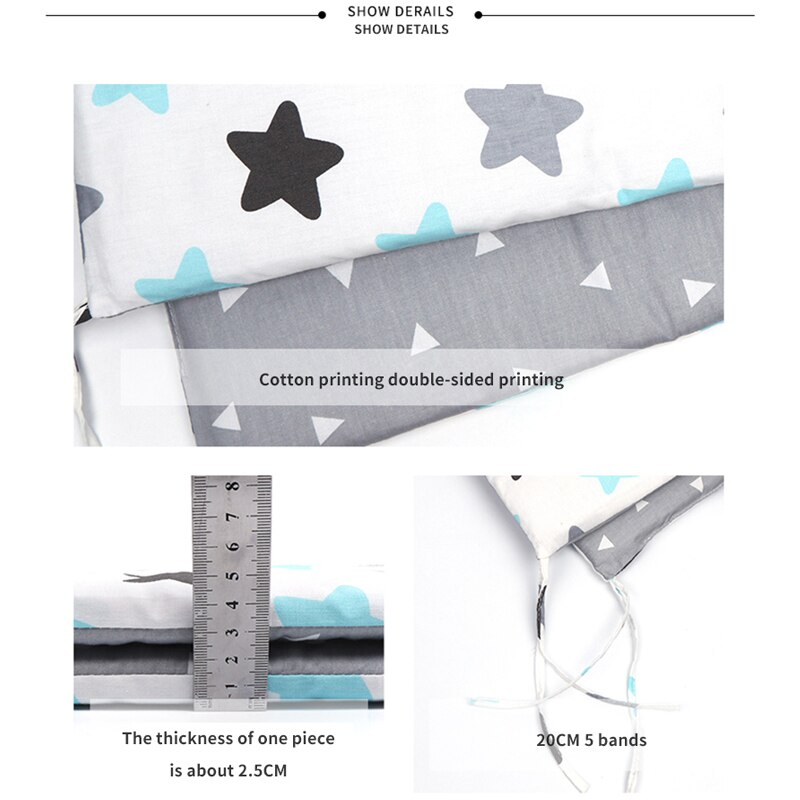 Baby Nursery Nordic Stars Baby Bed Thicken Bumper One-piece Crib Around Cushion Cot Protector Pillows Newborns Room Decor