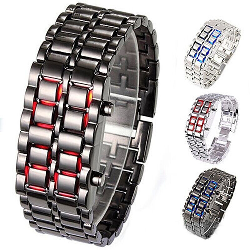 Lava Iron Samurai Horloge Mannen Rvs Led Digitale Horloges Mannen Sport Horloges Elektronische Reloj Hombre Relogio Masculino