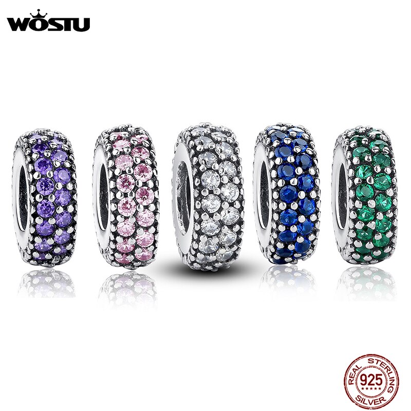 WOSTU 100% 925 Sterling Silver Inspiration Spacer Charm Beads Fit Original DIY Bracelet Pendant Authentic Jewelry