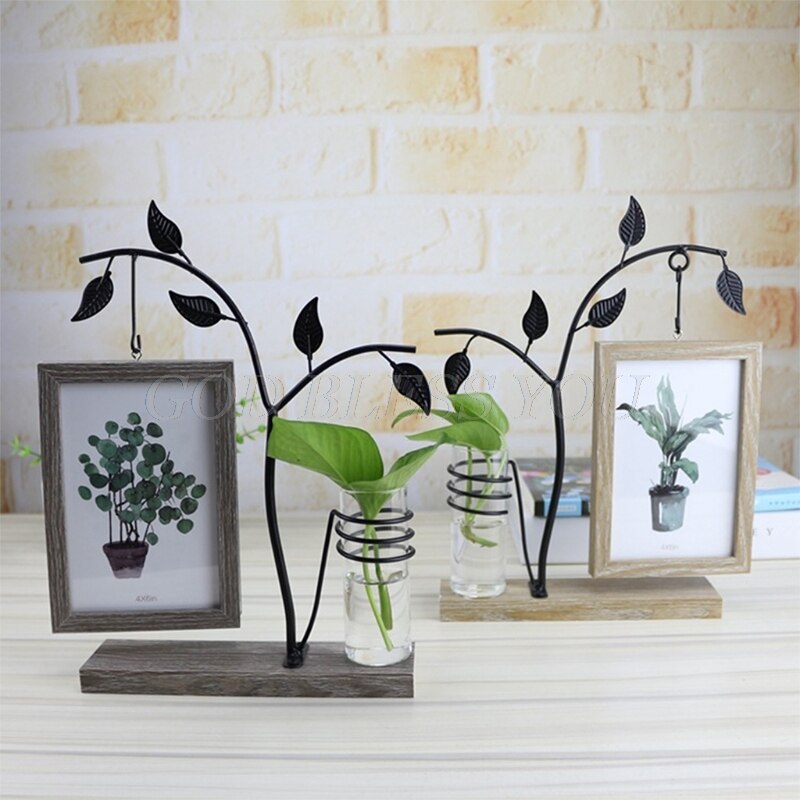 Cadre Photo Vertical pour la famille, 4x6, en métal, pour le bureau, avec Vase décoratif, affichage Double face, uniques