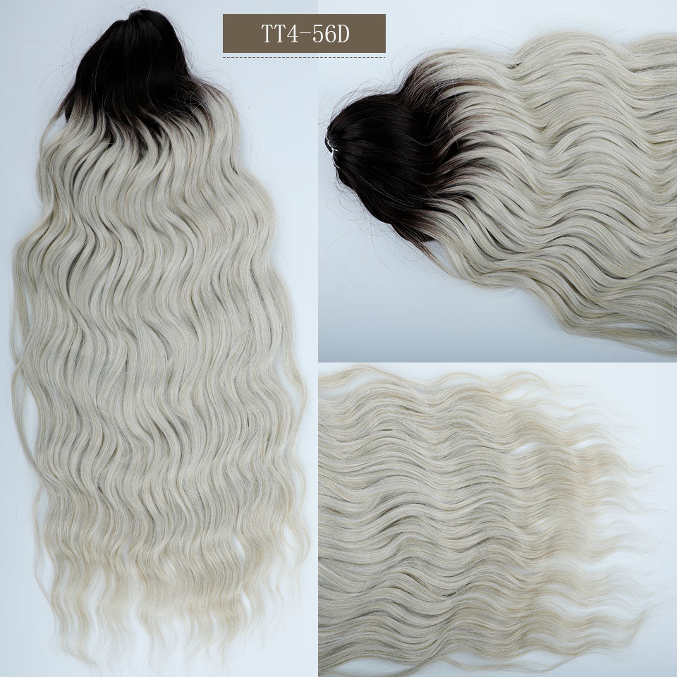Anna 3 stk. 24 cm løse dybe bølger hæklede fletninger pink ombrefarvede regnbue hårextensions grå hvid fletning hår blond 613: #530