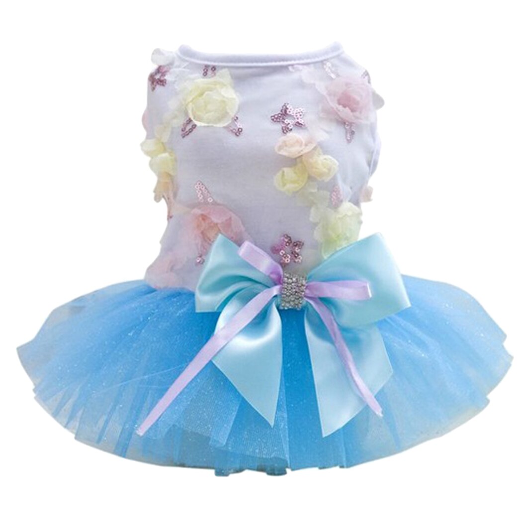 Summer Dog Dress Tutu Dress Pet Dog Clothes for Small Dog Wedding Dress Skirt Puppy Clothing Spring Pet Clothes Chihuahua Yorkie: Blue / XL