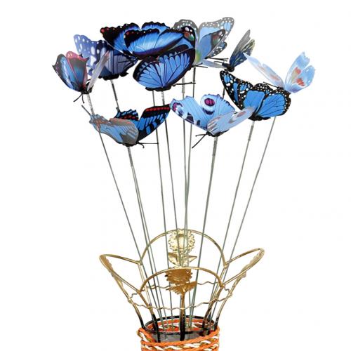 10 stk / sæt simulering sommerfuglestok udendørs have blomsterpotte indretning ornament: Blå