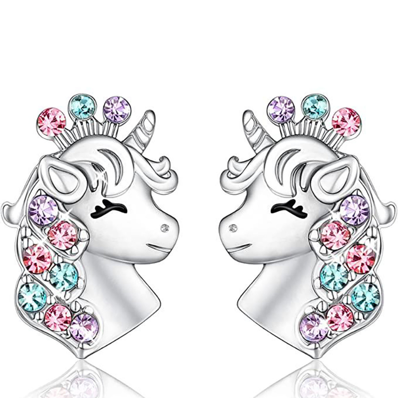 Enhjørning zirkon barn halskjede barn øredobber sett søt personlighet barn tilbehør
