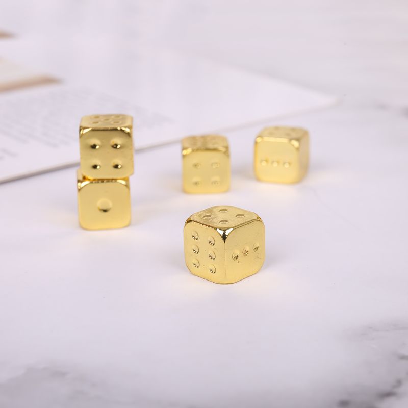 5pcs 13mm Metal Dice Gold/Silver Solid Heavy Dice Bar Night Club Party Drinking DND Game Dice R9CE