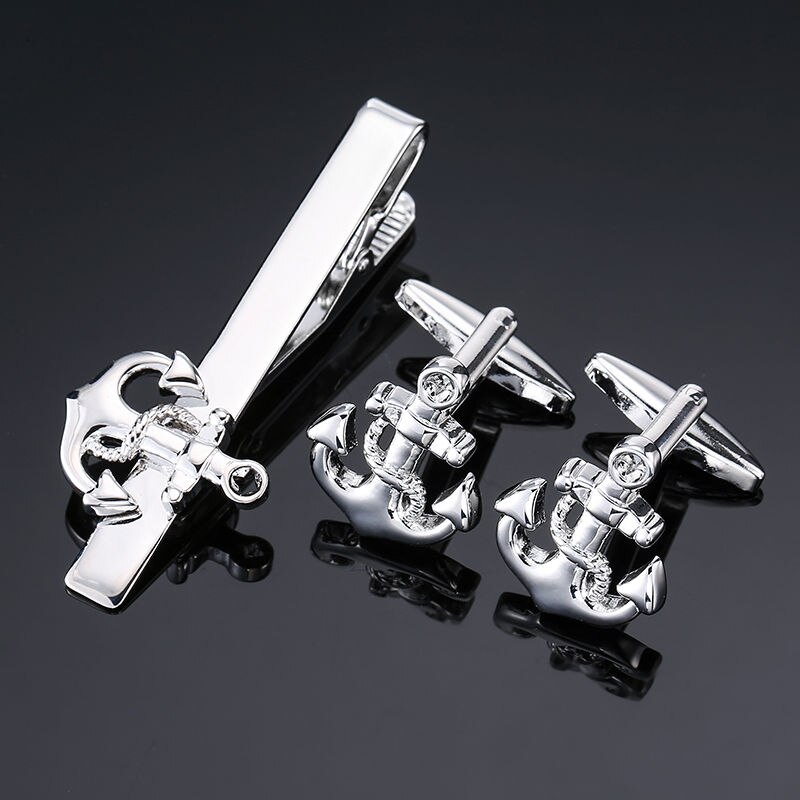 Novelty Cuff links necktie clip for tie pin for men's Hand engraving tie bars cufflinks tie clip set Jewelry: 7