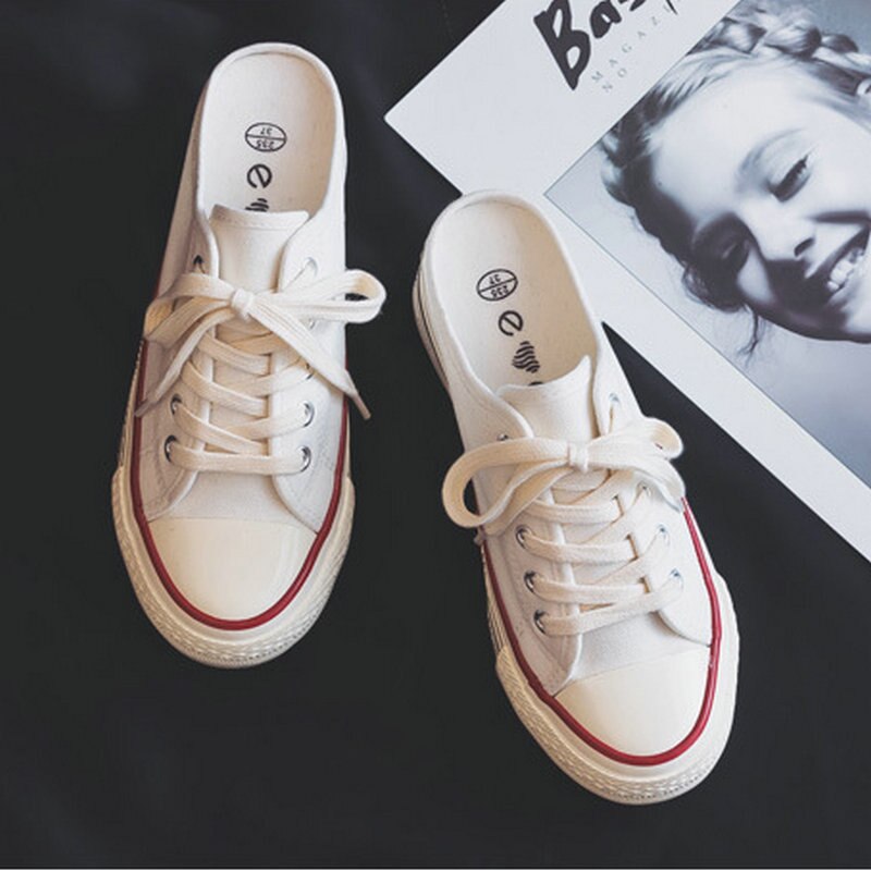 Summer heelless running shoes women's inner increase canvas shoes half drag thick bottom casual sports shoes for women ZP-201