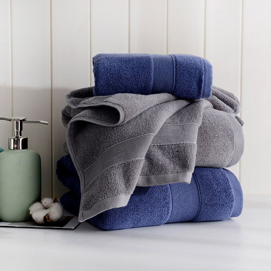 Turkish Genuine Cotton Towel, Includes Bath Towels(27.5 x 55 Inches), Hand Towels(13.5 x 30 Inches), 600 GSM,Grey Or Blue