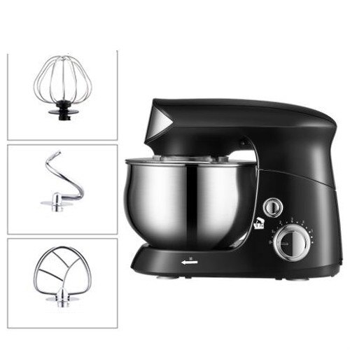 3.5L Stainless Steel Bowl Electric Stand Food Mixer Cream Blender Knead Dough Cake Bread Chef Machine Whisk Eggs Beater EU: Black