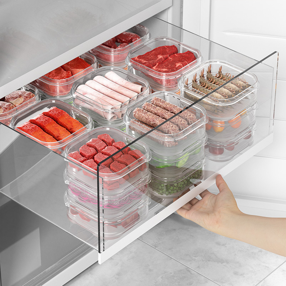 Conteneurs de stockage des aliments avec couvercle, Mini réfrigérateur Transparent, viande, légumes, conservation de la fraîcheur, boîte de rangement pour la cuisine, 5/1 pièces