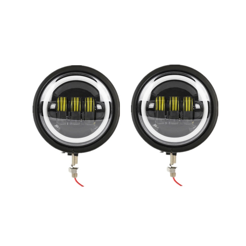 Feux antibrouillard led pour motos, moteur 4-1/2 ", 4.5", support de lampe noir/chromé, DRL, 4.5 pouces