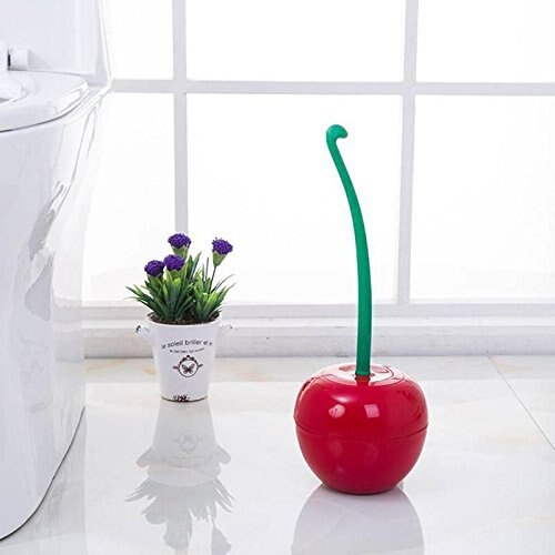 Mooie Cherry Vorm Toilet Borstel Toiletborstel & Houder Set (Rood)