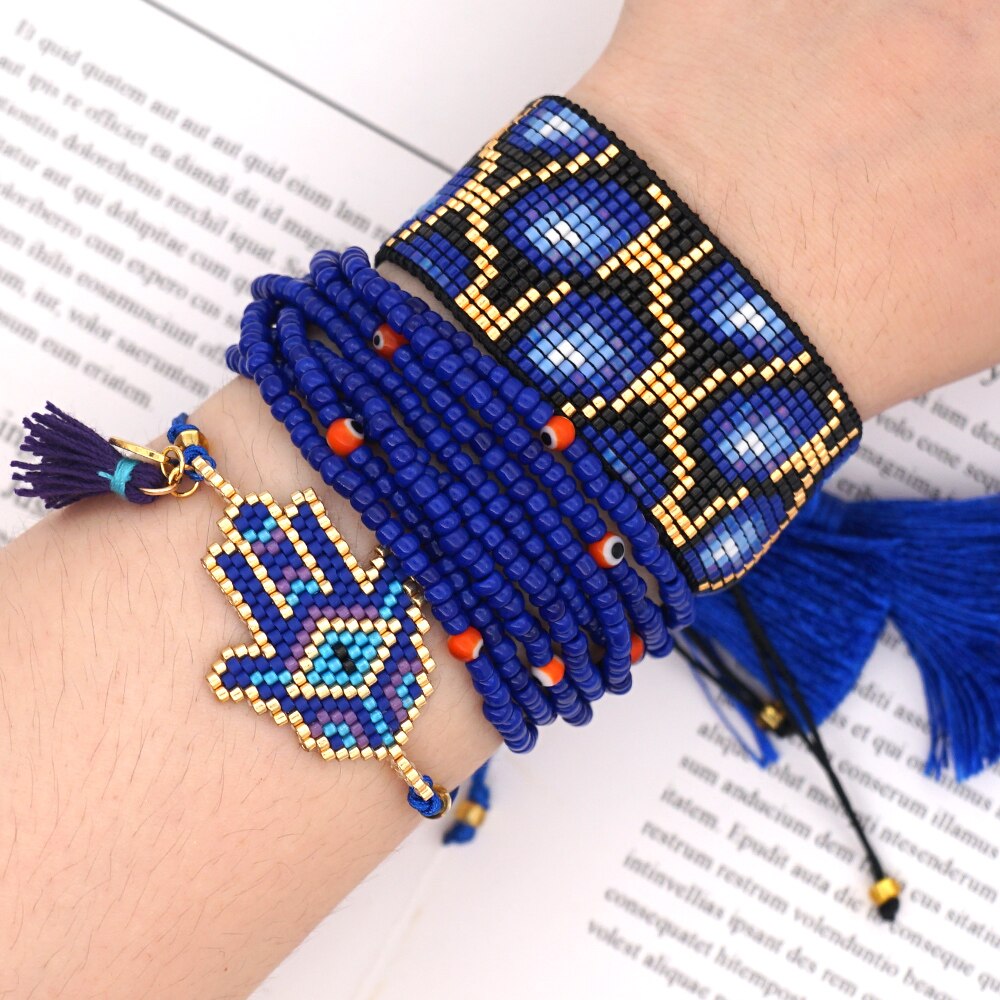 ZHONGVI Hamsa Hand Bracelets MIYUKI Bracelet Jewelery Evil Eye Pulseras Mujer Moda Women Leopard Beads Insta Charm Armband