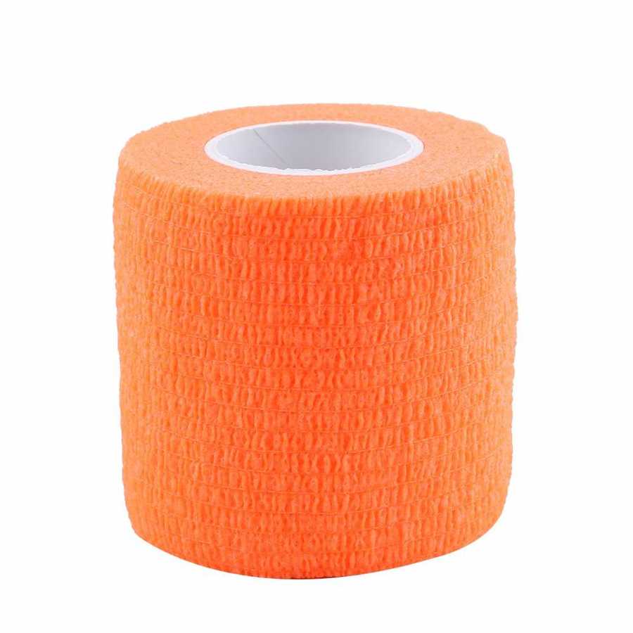 5 Rolls/set Waterproof Self Adhesive Bandage Finger Joints Wrap Sports Care Tape: Fluorescent orange