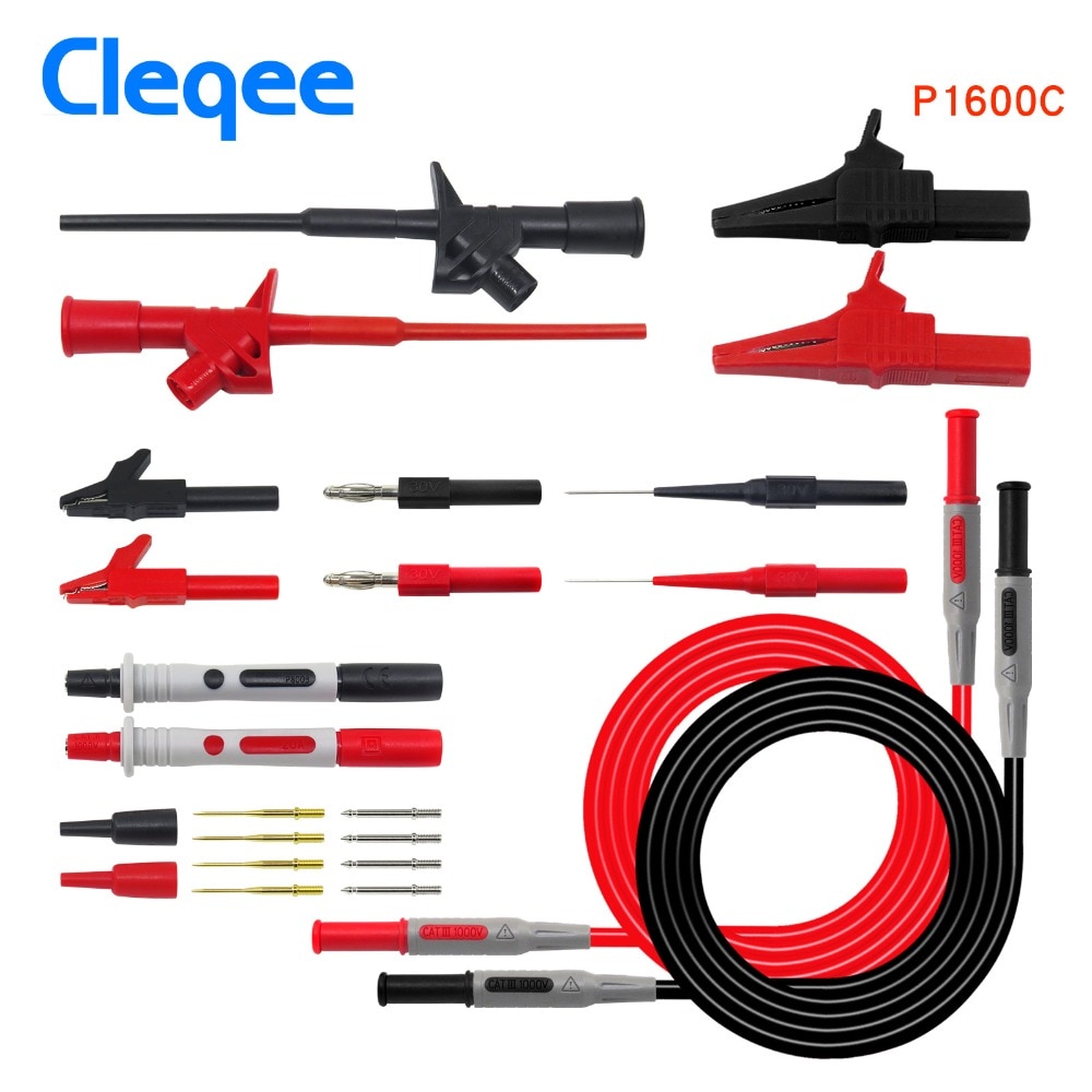 Cleqee P1600C 7 In 1 Pluggable Multimeter Probe Test Leads Kit Automotive Probe Set Ic Test Hook Alligator Clips Kits