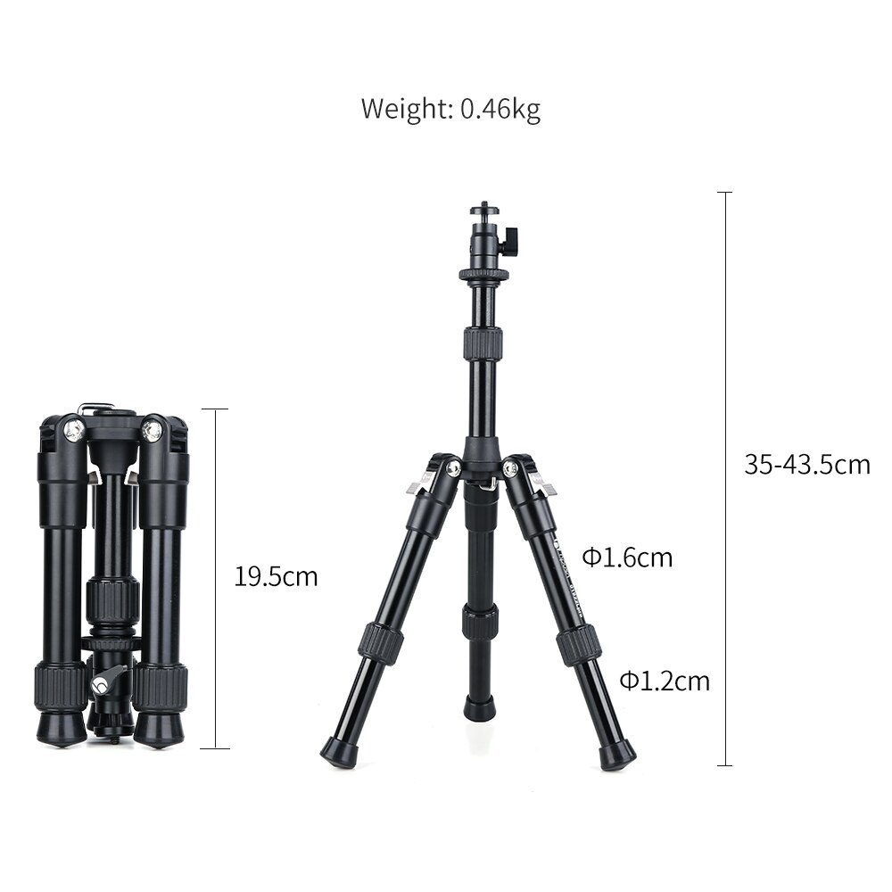 Aluminum Alloy Mini Tripod for Camera Portable Compact Desktop Macro Travel with Ball Head for Phone Tripod Mirrorless Cameras