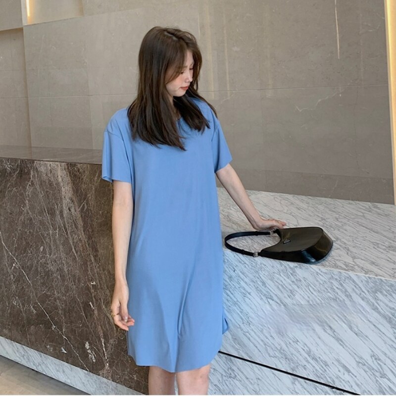 Nachthemden Vrouwen Solid Leisure O-hals Losse Gezellige Zoete Japan Stijl Vrouwtjes Homewear Sleepshirts Eenvoudige Ontworpen Zomer Stretchy