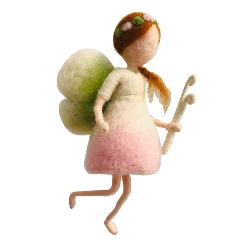 Flower Fairy Needle Felting Kits, Elf Felting Supplies, for Mom, Grandma, Video Instruction for Beginner, Height 10cm (4"): E