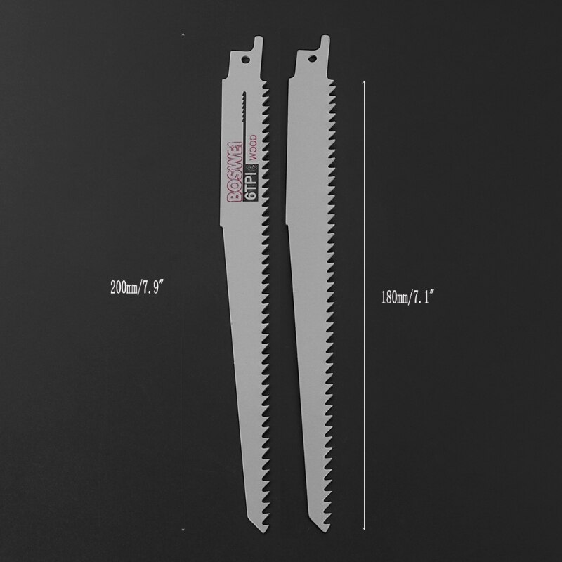 2 stuks koolstofstaal 6 tpi 200mm reciprozaagbladen voor het zagen van metaal en hout