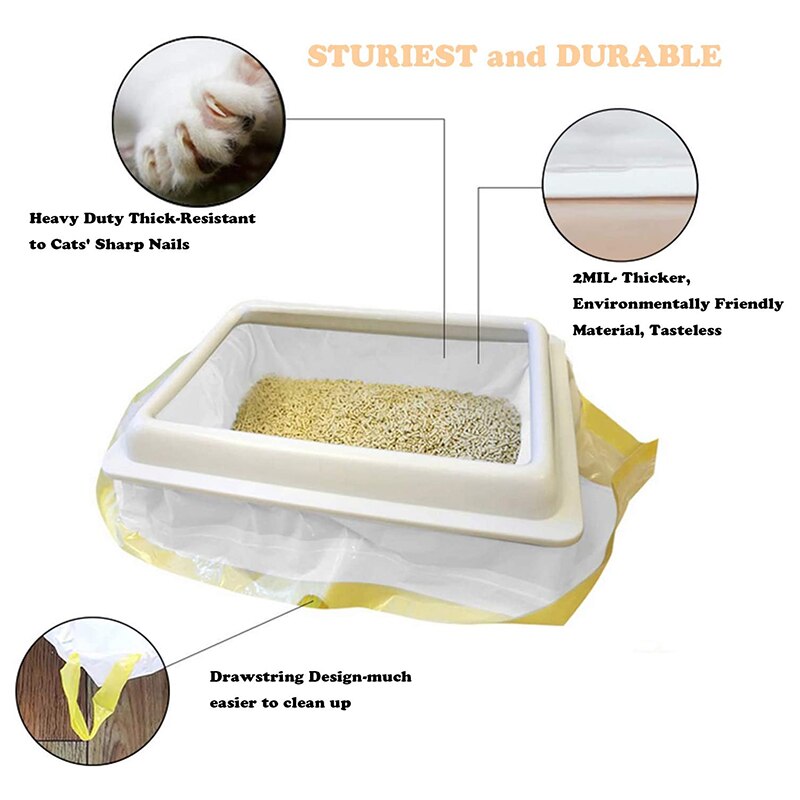 Cat Litter Box Liners, Extra Durable 21 Count Jumbo Drawstring Litter Pan Bags Pet Cat Supplies