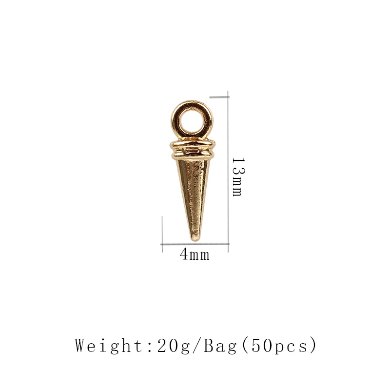 neue 50 teile/los 13*4 MM Zink Legierung Gold Kleine Spitze Nadel Spike Charms Anhänger Für DIY Schmuck quaste Zubehör