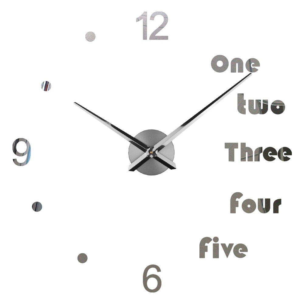Unusual Wall Clock Modern Reloj De Pared Quartz Large DIY Clocks Acrylic 3D Sticker Clock for Home Saat Zegary: sliver / 37 inch