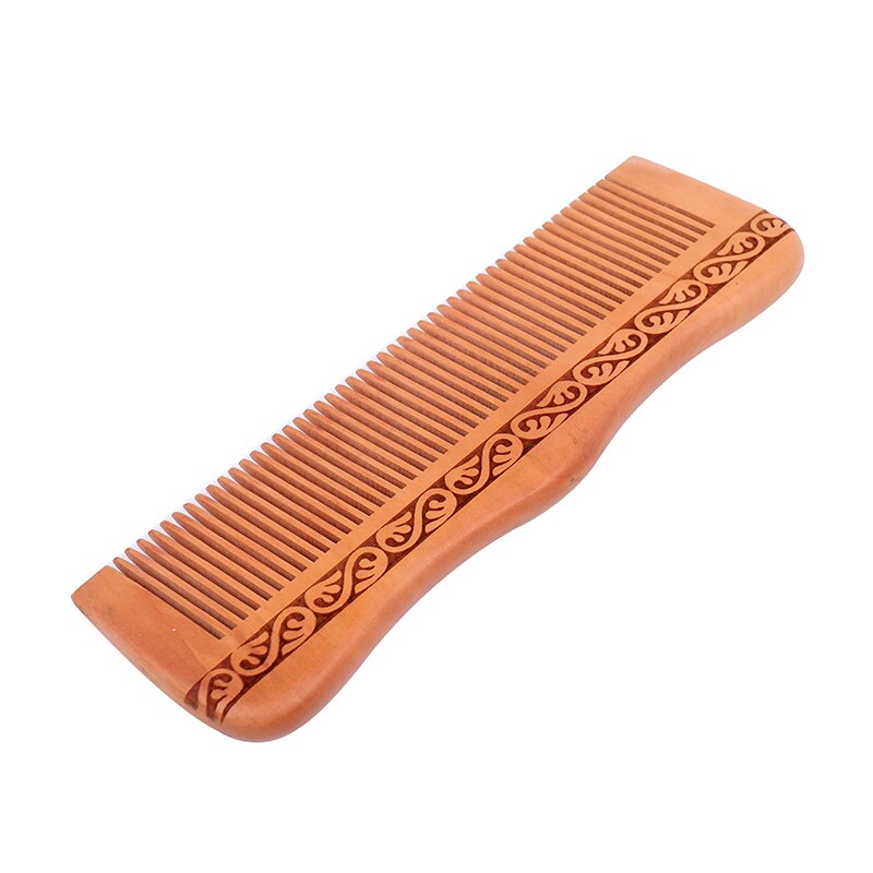 Handgjord persikoträ kam trä hår kam 100%  naturlig bambu kam-antistatisk blomma-fin tand för hår, skägg, mustasch: 3