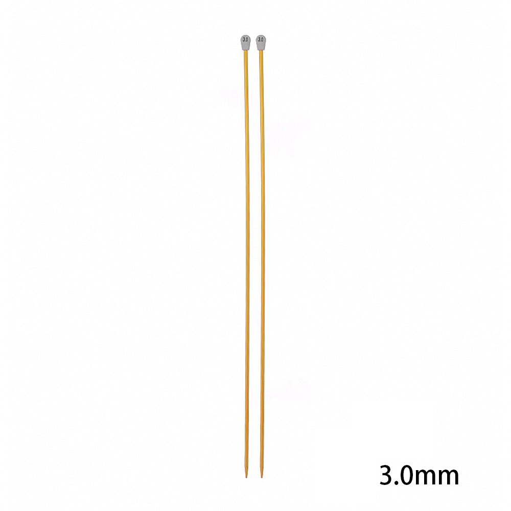 2Pcs/Set 2.0-12mm 35cm Single Pointed Knitting Needles Long Aluminum Straight Pins Colorful DIY Weaving Tool for Scarf Sweater: 3.0mm