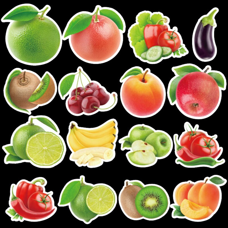 100 fruits, vegetables, green plants, doodle stickers, children's stickers, computer notebook stickers, cartoon stickers