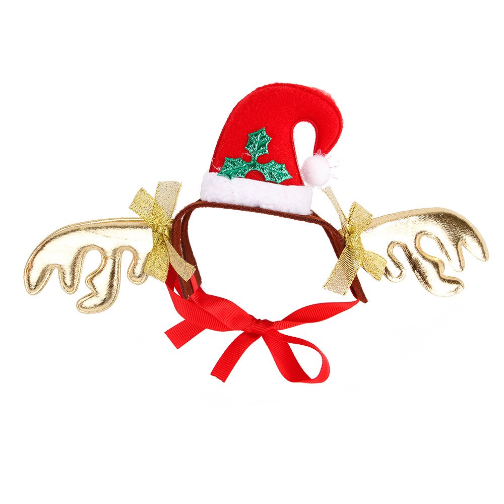 Tocado navideño para perro de Gato, variedad de sombreros de Noche de Brujas, sombreros para mascotas, diadema con anillo de flores de simulación, accesorios para perros: R5