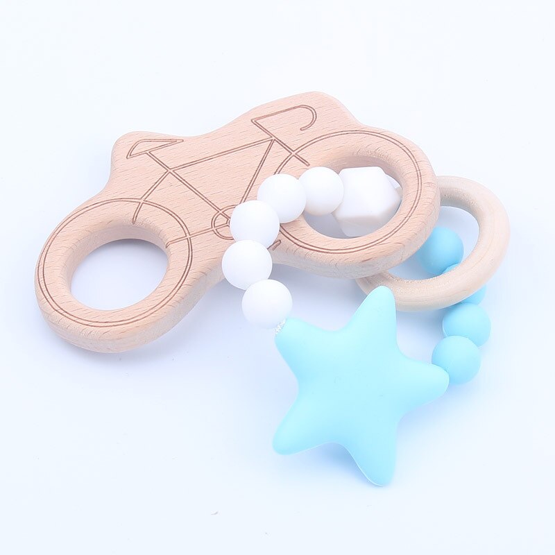 Wooden Teether Baby Bracelet Animal Shaped Jewelry Teething For Organic Wood Silicone Beads Baby Rattle Stroller Accessories Toy: Baby teathers 7