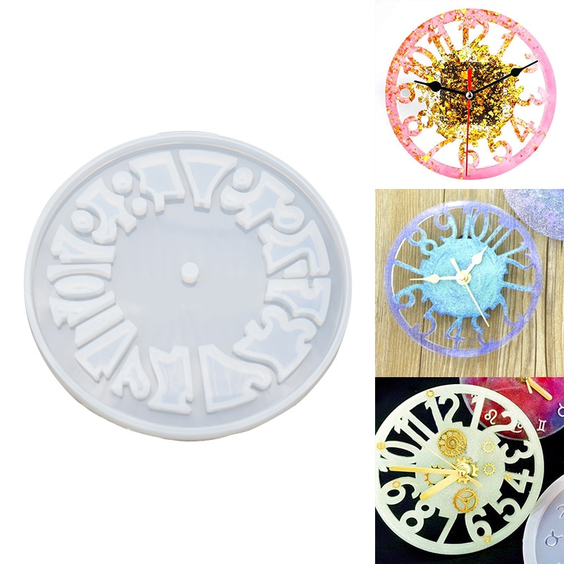 Diy Silicone Klok Mold Epoxyhars Tray Mold Klok Craft Maken Sieraden Accessoires Klei Cement Silicon Klok Mould Ronde