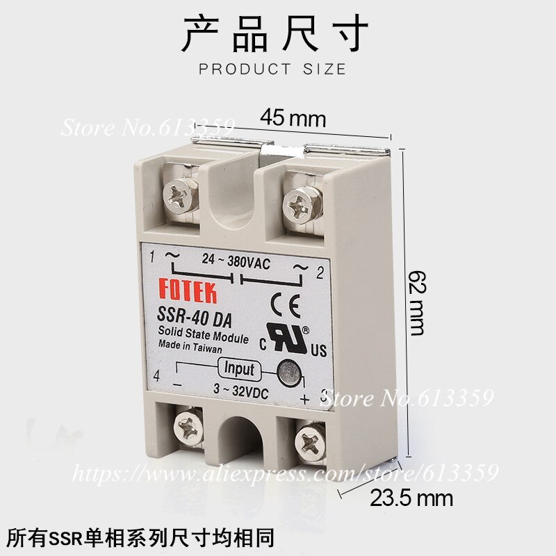 10 stks SSR-25DA FOTEK Eenfase Solid State Relais 25A 220 V 380 V DC controle AC SSR25DA