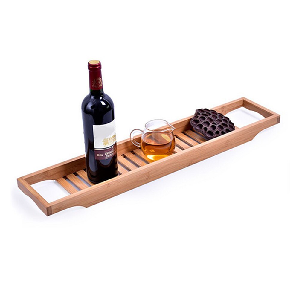 Estante para bañera de bambú, bandeja Caddy, organizador de ducha de baño, soporte para navajas de jabón y champú