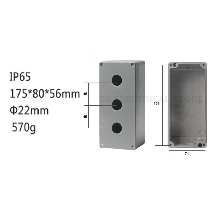 Boîte de commande de commutateur de bouton d'arrêt d'urgence, en alliage d'aluminium moulé en métal, ouverture de 22mm, trou 1234: Lavande