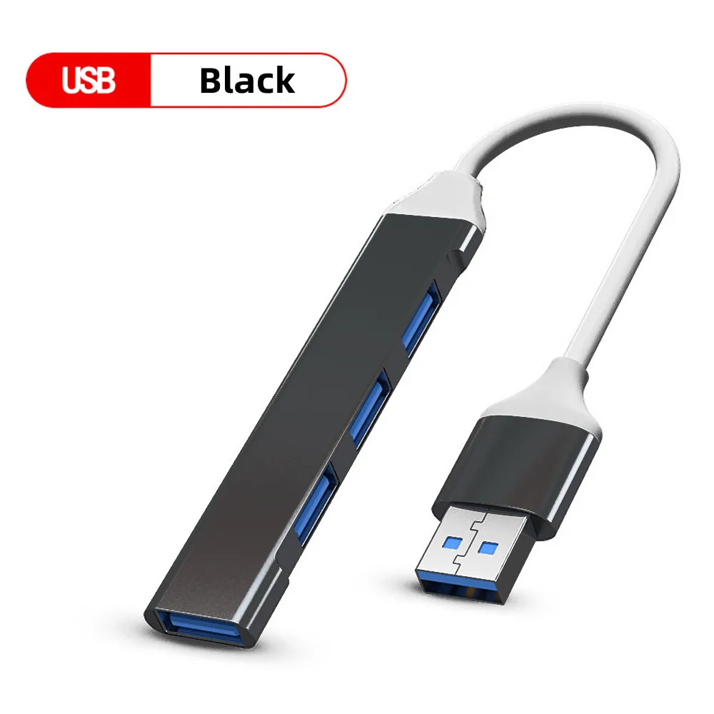 4 Poort USB 3.0 Hub USB Hub Hoge Snelheid type c Splitter 5 Gbps Voor PC Computer Accessoires Multipoort HUB 4 USB 3.0 2.0 Poorten: Zilver