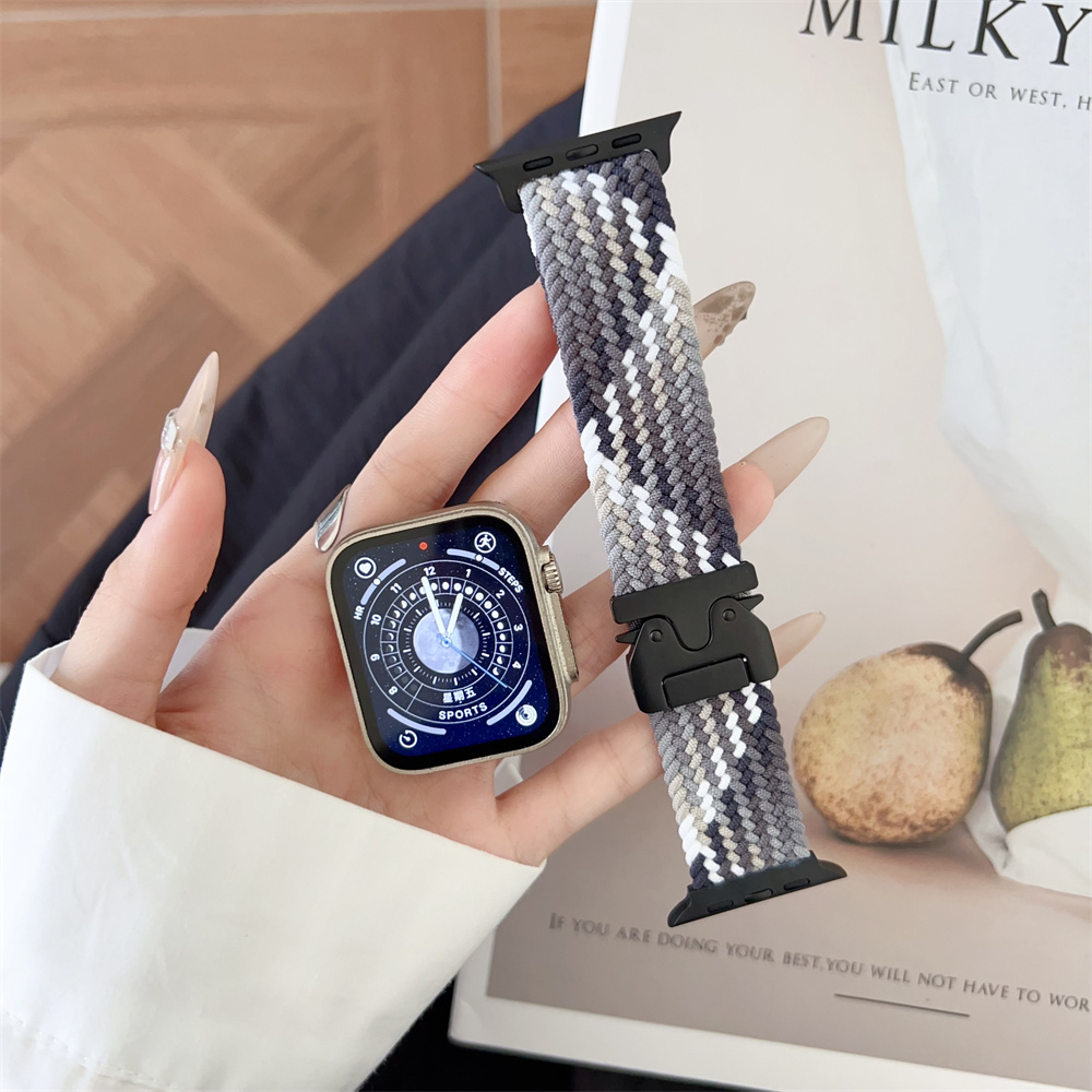 Bracelet Solo Loop Tressé pour Apple Watch Band, 46mm, 44mm, 45mm, 42mm, 40mm, 38mm, 41mm, Ultra2, 49mm, Correa iWatch Series 10, 9, SE, 8, 7, 6, 5, 4