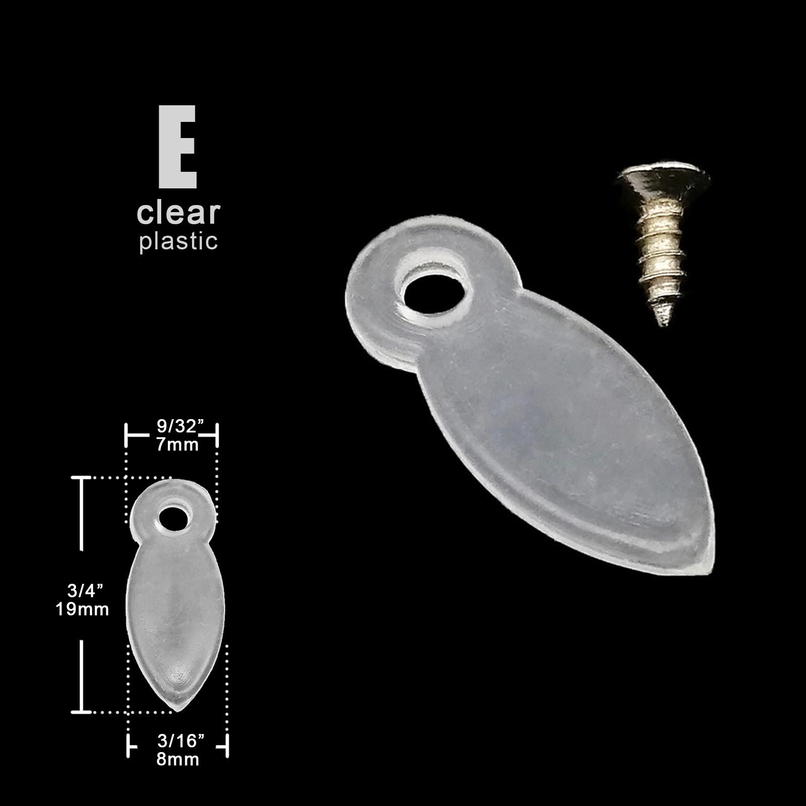 50pcs Black Golden Clear Transparent Metal Plastic Picture Photo Mirror Frame Backboard Turnbutton Turn Button Rotating Fixing: E clear plastic