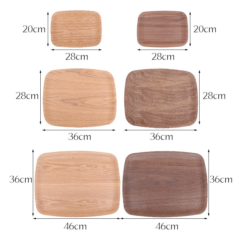 Wooden tray Fraxinus mandshurica black walnut Japanese-style wooden fruit tray tray household Multipurpose Dinner Drink plate