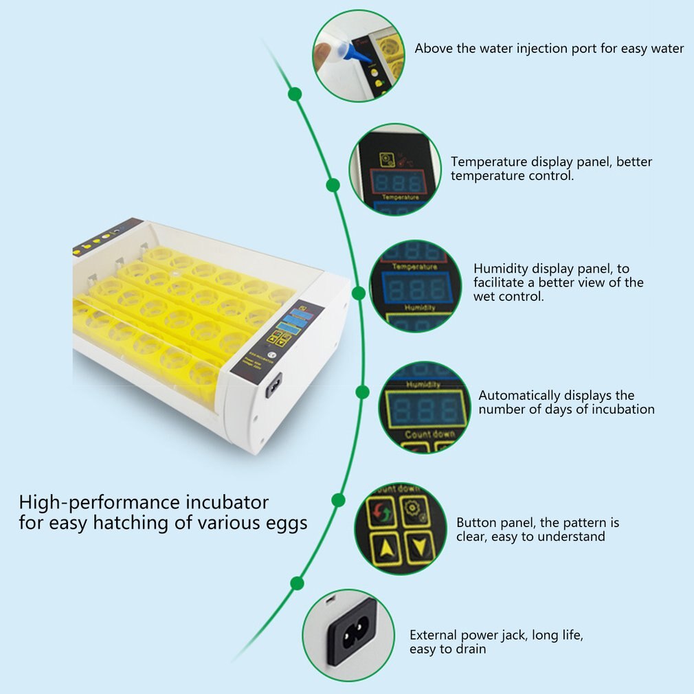 Home Incubator with LED Lighting 24 Egg Automatic ... – Vicedeal