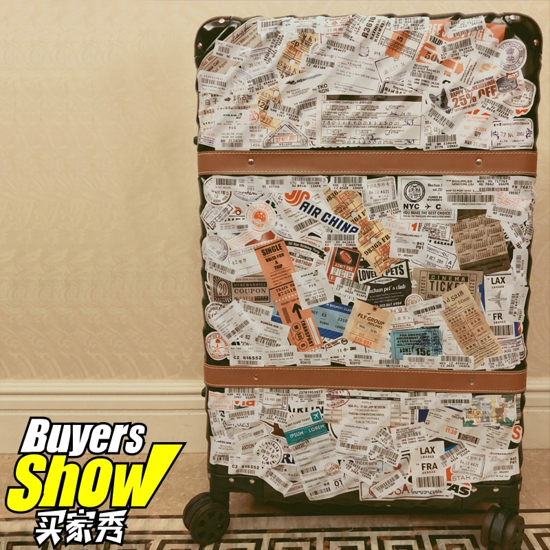 35pcs Airline barcode sticker personality suitcase suitcase sticker trolley case skateboard stickers